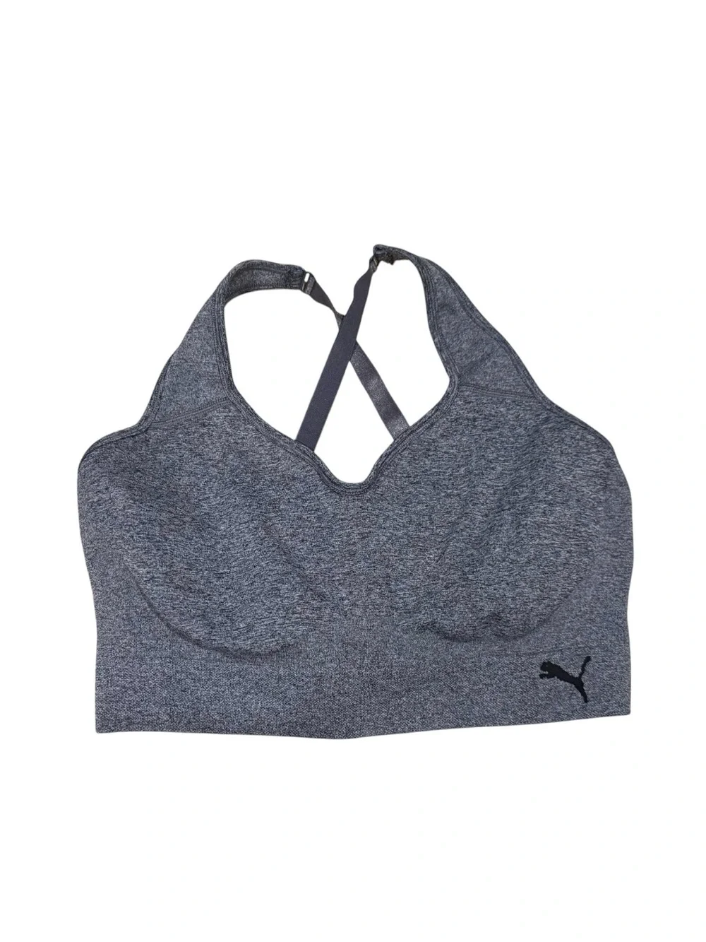PUMA Heather Gray Cross Back Sports Bra - Size XL